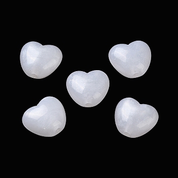 Opaque Acrylic Beads, Heart, White, 9x10x5.5mm, Hole: 1.5mm