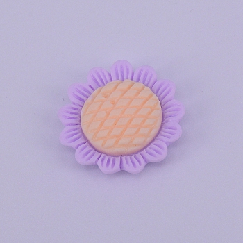 Opaque Frosted Resin Cabochon, Sunflower, Lilac, 19.5x5.5mm