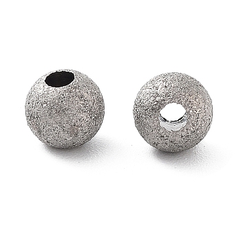 Titanium Beads, Round, Textured, Stainless Steel Color, 5x4.8mm, Hole:1.6mm