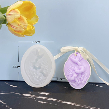 Flower Food Grade DIY Pendant Silicone Molds, Resin Casting Molds, For UV Resin, Epoxy Resin Jewelry Making, White, 86x68x20mm