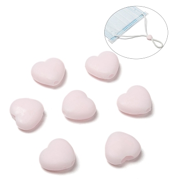 Heart PVC Plastic Cord Lock for Mouth Cover, Anti Slip Cord Buckles, Rope Adjuster, Lavender Blush, 9.5x10x3.5mm, Hole: 2x4mm