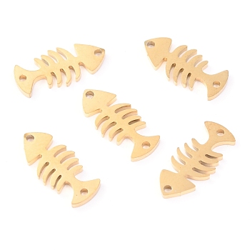 Stainless Steel Links Connectors, Fishbone, Golden, 14.5x6.5x1.1mm, Hole: 1mm
