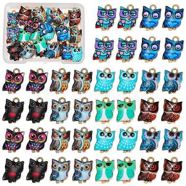 Golden Mixed Color Owl Alloy Charms