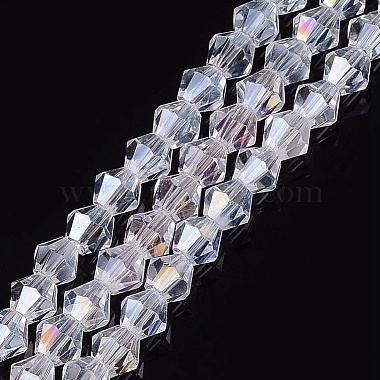 4mm Clear Bicone Electroplate Glass Beads