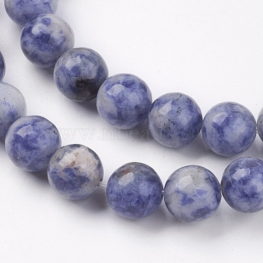 Brins de perles de jaspe de tache bleue naturelle(X-G-R193-15-8mm)-3