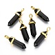 Natural Black Obsidian Bullet Double Terminated Pointed Pendants(X-G-G902-B25)-1
