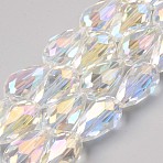 Transparent Glass Beads Strands, AB Color Plated, Faceted Teardrop, Clear AB, 17~19x12mm, Hole: 1.6mm, about 40pcs/strand, 27.95 inch(71cm)(EGLA-S194-09-A01)