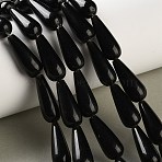 Natural Obsidian Beads Strands, Teardrop, 20~21x7~8.5mm, Hole: 1mm, about 19pcs/strand, 15.39~15.55''(39.1~39.5cm)(G-B192-A02-01)