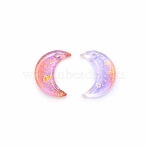 Glass Pendants, with Glitter Powder, Crescent Moon Charms, Plum, 16x11.5x3.2mm, Hole: 1.2mm(GLAA-CJC0009-01A)