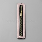 Zinc Alloy Zipper, with PU Leather Frame, for Crochet Purse Making, Pink, 18x3.6x0.95cm(FIND-WH0422-51)