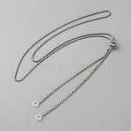 Stainless Steel Earphone Chain, with Silicone Gel, Platinum, 902x2mm(FIND-WH0816-025P)