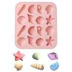 1Pc 16 Sets of Silicone Molds, Shell Shape & Conches & Starfish, Drip Glue Grinding Tools, Ice Grid Chocolate Cake Molds, Pink, 175x155x20mm(DIY-YW0016-28)