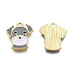 Alloy Enamel Pendants, Light Gold, Dog, Light Grey, 18x15.5x1.5mm, Hole: 1.8mm(ENAM-S119-002D)