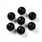 Opaque Solid Color Glass Beads, Round, Black, 10~10.5mm, Hole: 1.2~1.4mm, about 740pcs/1000g(GLAA-N007-10mm-A07)