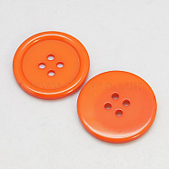 Resin Buttons, Dyed, Flat Round, Dark Orange, 30x3mm, Hole: 3mm, 98pcs/bag(RESI-D030-30mm-06)