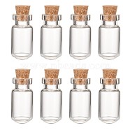 Glass Jar Bead Containers, with Cork Stopper, Wishing Bottle, Clear, 13x27mm, Bottleneck: 9mm in diameter, Capacity: 3.5ml(0.12 fl. oz)(CON-Q017)