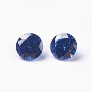 Cubic Zirconia Pointed Back Cabochons, Diamond, Faceted, Marine Blue, 5x3mm(ZIRC-WH0001-B10)