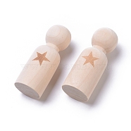 (Clearance Sale)Unfinished Blank Wooden Dolls, for DIY Hand Painting Crafts, Star Pattern, BurlyWood, 66x24.5mm(DIY-WH0148-02C)