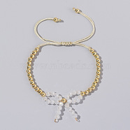 Elegant Butterfly Bow Girl Style Bracelet Gold-plated Copper Beads Pearl-like(NQ2566-5)