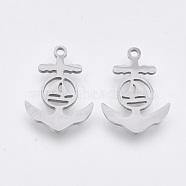 201 Stainless Steel Pendants, Laser Cut Pendants, Anchor, Stainless Steel Color, 18.5x13x1mm, Hole: 1.4mm(STAS-T044-116P)