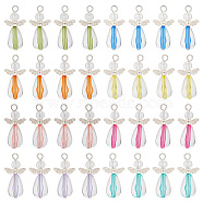 Elite 4Sets Transparent Acrylic Pendants, with Alloy Findings, Angel, Mixed Color, 27mm, Hole: 3mm, about 8pcs/set(FIND-PH0009-57)