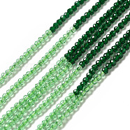 2 Colors Transparent Glass Beads Strands, Segmented Multi-color Beads, Faceted, Round, Pale Green, 2mm, Hole: 0.5~0.6mm, about 184~211pcs/strand, 15.28~15.75 inch(38.8~40cm)(GLAA-G093-01I)