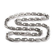 201 Stainless Steel Arch Link Chain Necklace, with 304 Stainless Steel Clasps, Stainless Steel Color, 23.66 inch(60.1cm)(NJEW-F222-23P)