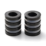 Ion Plating(IP) 303 Stainless Steel European Beads, Large Hole Beads, with Rubber Ring, Grooved Column, Gunmetal, 10x8mm, Hole: 4mm(STAS-E454-45B)