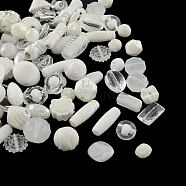Acrylic Beads, Mixed Shapes, White, 5.5~28x6~20x3~11mm, Hole: 1~5mm(X1-SACR-S756-08)