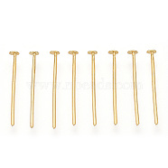 Brass Flat Head Pins, Long-Lasting Plated, Real Gold Plated, Nickel Free, Real 18K Gold Plated, 15x0.7mm, head: 2mm, 833pcs/bag.(KK-G331-11-0.7x15)
