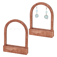Hollow Arch Shaped Wood Single Pair Earring Diaplay Stands, 2-Hole Earring Display Holder, Coconut Brown, 10x2x13.5cm(EDIS-WH0029-81B)