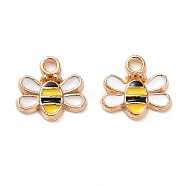 Alloy Enamel Charms, Light Gold, Bee Charm, Yellow, 10x10.5x2mm, Hole: 1.5mm(ENAM-B062-01KCG-01)