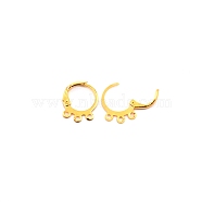 Brass Huggie Hoop Earring Findings, with 3 Loops, Golden, 15x13x2mm, Hole: 1.5mm, Pin: 1mm(KK-TAC0008-09G)