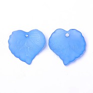 Transparent Acrylic Pendants, Frosted, Leaf, Sky Blue, Dyed, about 16mm long, 15mm wide, 2mm thick, hole: 1.2mm, about 1650pcs/500g(PL591-5)