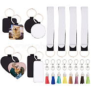 DIY Keychain Making Kits, Including PU Leather Sublimation Blanks Keychains, Iron Split Key Rings, Alloy Swivel Lobster Claw Clasps and Faux Suede Tassel Pendants, Mixed Color(KEYC-PH0003-13)