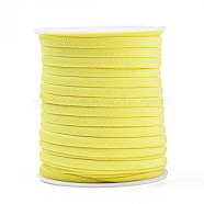 Soft Nylon Cord, Flat, Yellow, 5x3mm, about 21.87 yards(20m)/roll(NWIR-R003-25)
