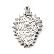 304 Stainless Steel Pendants, Durian Charm, Stainless Steel Color, 20x13.5x2mm, Hole: 1.2mm(STAS-D018-02P)