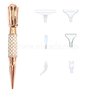 Plastic Diamond Painting Point Drill Pen, Rose, Twinkling Diamond Painting Tools, with 6 Style Replacement Pen Tips, Rose Gold, Polka Dot Pattern, 130mm, Packaging: 60x220x18mm(DIAM-PW0001-007A)