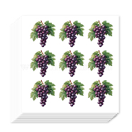 Self-Adhesive Paper Decorative Stickers, for Party, Decorative Presents Sealing, Grape, 90x90mm, Stickers: 25mm, 9pcs/sheet(DIY-WH0562-041)