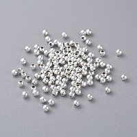 Perles d'espacement rondes en fer plaqué argent, environ 2 mm de diamètre,  largeur de 2 mm, Trou: 1mm