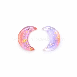 Glass Pendants, with Glitter Powder, Crescent Moon Charms, Plum, 16x11.5x3.2mm, Hole: 1.2mm(GLAA-CJC0009-01A)