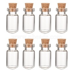 Glass Jar Bead Containers, with Cork Stopper, Wishing Bottle, Clear, 1.3x2.7cm, Bottleneck: 0.9cm in diameter, Capacity: 3.5ml(0.12 fl. oz)(CON-Q017)