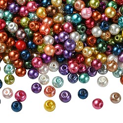 Baking Painted Pearlized Glass Pearl Round Bead Strands, Mixed Color, 4~5mm, Hole: 1mm, about 582pcs/50g(X-HY-Q004-4mm-M)