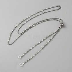 Stainless Steel Earphone Chain, with Silicone Gel, Platinum, 902x2mm(FIND-WH0816-025P)