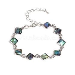 Rhombus Natural Abalone Shell/Paua Shell Link Bracelets for Women(FS5984-15)