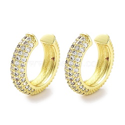 Brass Micro Pave Cubic Zirconia Cuff Earrings for Women, Real 18K Gold Plated, 14x15x4mm(EJEW-D088-07G)