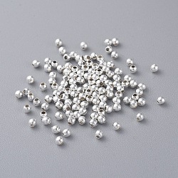 Silver Color Plated Round Iron Spacer Beads, about 2mm in diameter, 2mm wide, Hole: 1mm(X-E004-S)