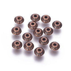 Tibetan Style Alloy Beads, Lead Free & Nickel Free & Cadmium Free, Bicone, Red Copper Color, about 7mm long, 7mm wide, 4.5mm thick, hole: 1mm(X-RLF10902Y-NF)