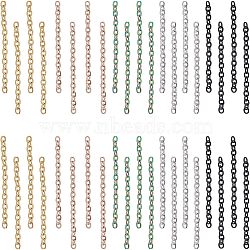 Unicraftale 100Pcs 5 Colors 304 Stainless Steel Cable Chain Extender, Unwelded, End Chains, Mixed Color, 25x2mm, 20Pcs/color(CHS-UN0001-17B)