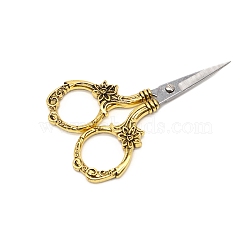 Stainless Steel Flower Scissors, Embroidery Scissors, Sewing Scissors, with Zinc Alloy Handle, Antique Golden, 90mm(WG84250-01)